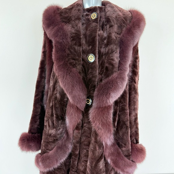 Natural mink and fox fur winter long coat One Size Retail 8500$ - Picture 2 of 10